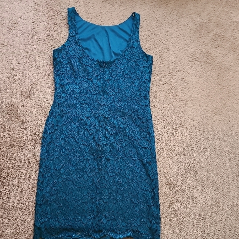 Lauren Ralph Lauren Elegant Teal Lace Dress - Picture 4 of 7